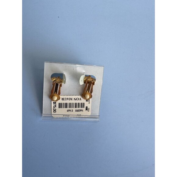 Vintage Delmonico Clip-On Earrings With Amber Rhinestones & Gold-Tone Metal - Picture 3 of 8